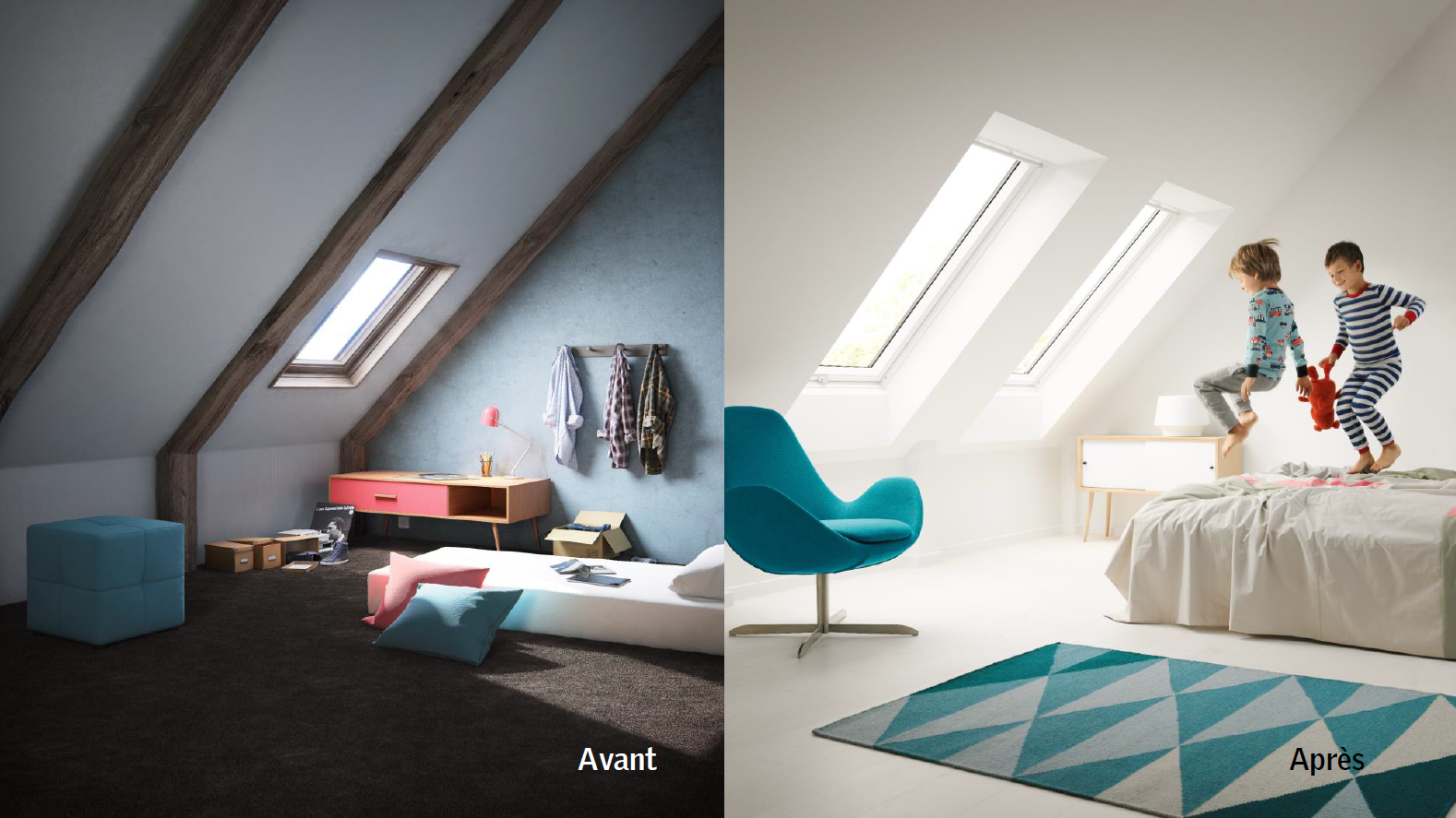 remplacer fenetres de toit velux chambre enfants