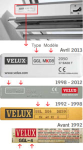 plaque identification velux a ciel ouvert 